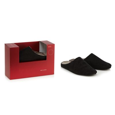 RJR.John Rocha Black faux fur lined slippers in a gift box